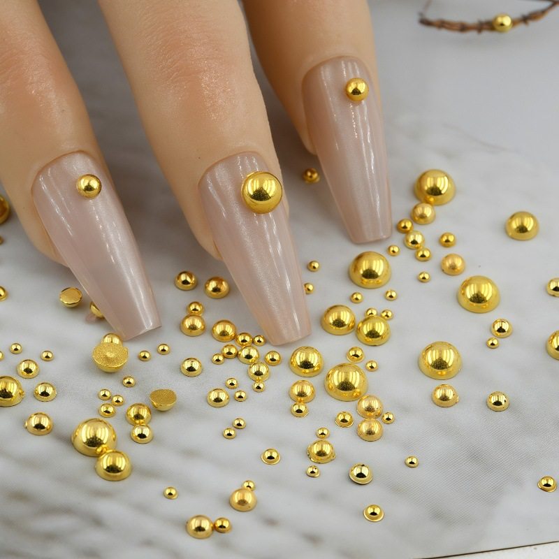 1万颗精品金色小圆半面珍珠迷你平底电镀穿戴甲diy装饰美甲饰品,彩妆/香水/美妆工具,指甲装饰,淘宝优惠券,粉丝福利购,淘宝优惠卷