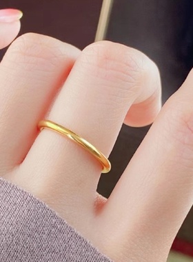 2025新款磨砂哑光沙金圆圈轻奢实心闭口情侣对戒高端气质闪耀饰品