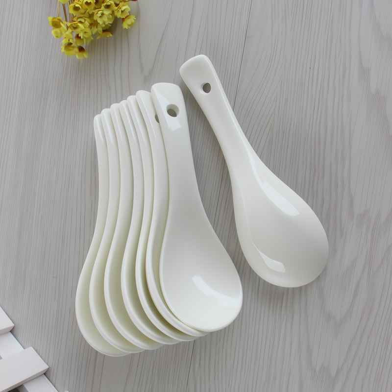 批发纯白陶瓷小勺子 骨质瓷调羹小汤勺 小勺子 小汤匙家用餐具