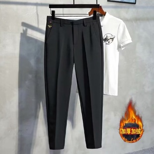 裤 伯爵思2025加绒秋冬垂感小西裤 男坠感百搭锥形商务休闲刺绣西装