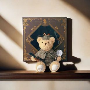 英国正版PeterRabbit比得兔福尔摩斯侦探熊夏洛克纪念馆毛绒玩具