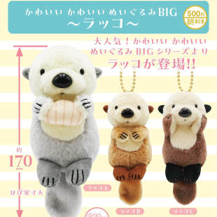 9月预定日本Kitan 大号毛绒海獭挂件 可爱抱贝壳的水獭玩偶扭蛋