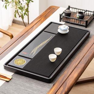 茶几上放的茶台茶盘家用干泡台乌金石电木款办公室实木茶台排水功