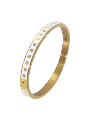 法式黑白珐琅彩波点简约手镯耐看