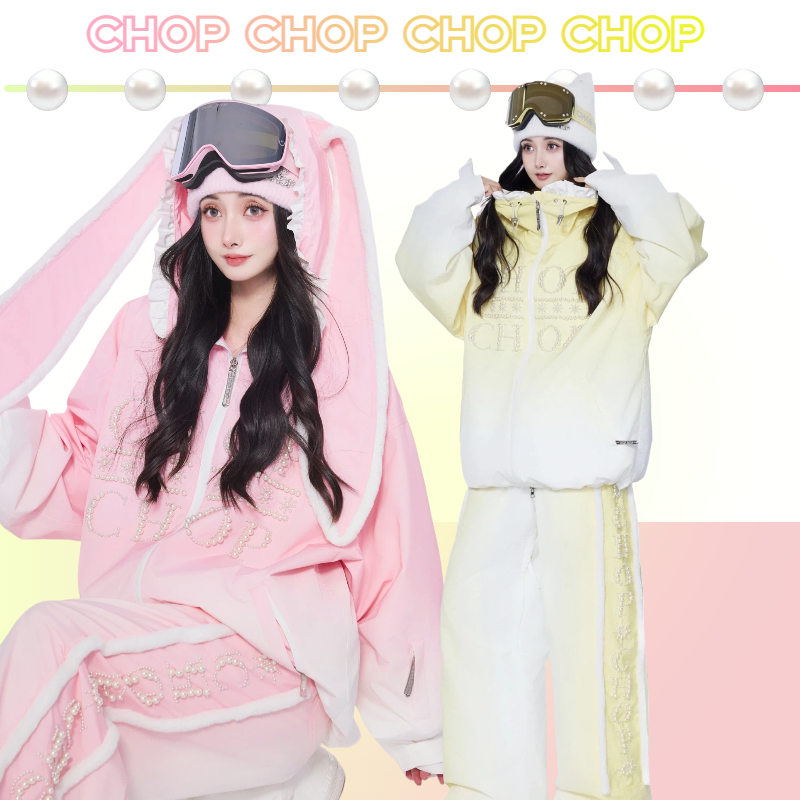 CHOPCHOP26雪季新品【绒兔奶派】珍珠兔耳朵3L面料防水压胶滑雪服
