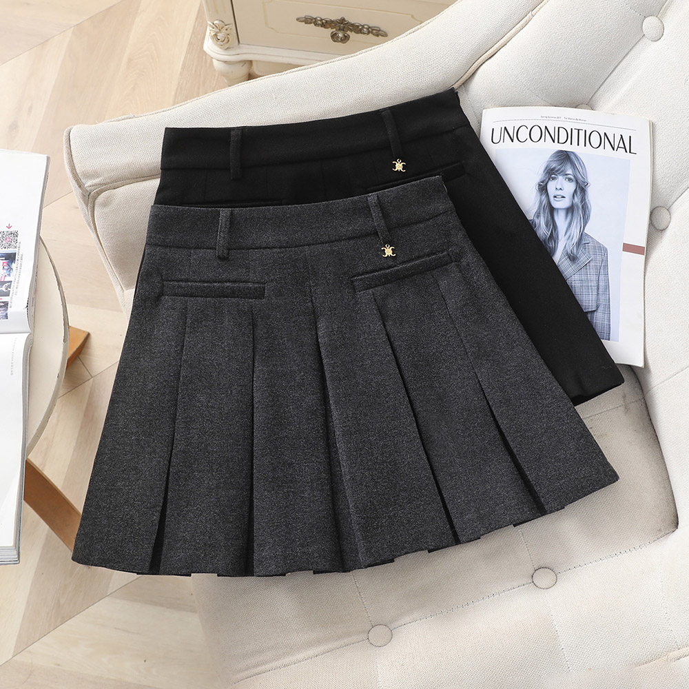 毛呢百褶裙秋冬半身裙女辣妹短裙