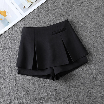 黑色百褶西装短裤女辣妹短裙裤子