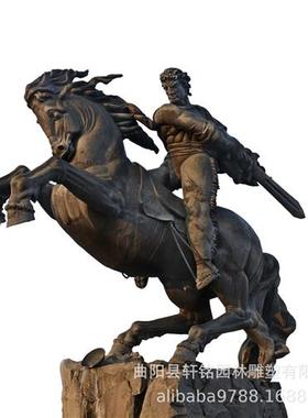 大型玻璃钢仿铜骑马人物雕塑阿波罗战车景观园林广场装饰落地摆件