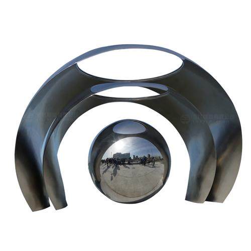 户外大型不锈钢镜面雕塑厂家水景球几何发光月亮抽象落地摆件,商业/办公家具,雕塑,淘宝优惠券,粉丝福利购,淘宝优惠卷