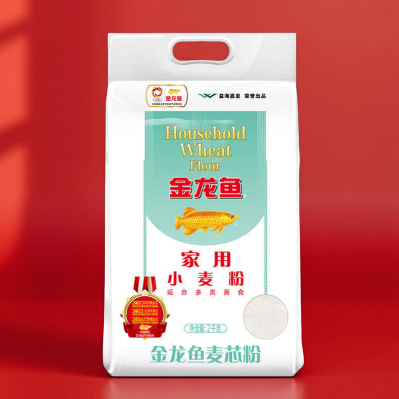 金龙鱼家用小麦面粉2kg中筋馒头包子饺子馄饨煎饼面条通用面粉4斤