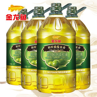 金龙鱼初榨橄榄果香食用植物调和油4L*4桶家用添加特级初榨橄榄油