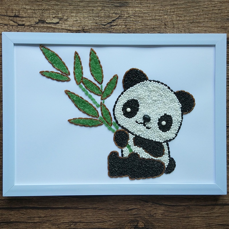 五谷杂粮豆子种子diy贴画暖场亲子活动幼儿园手工课材料包大熊猫