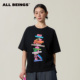 张极同款 ALL BEINGS2026SS春季 新款 彩色拼贴文字印花圆领T恤