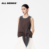 ALL 上衣女 撞色线条轻薄纸感圆领无袖 BEINGS2025SS夏季 新款