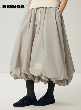 ALL BEINGS2026SS新品设计感百搭 彩浅卡其色大体积花苞裙