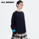BEINGS2025AW秋季 新款 藏青色彩扣亨特领打底衫 ALL 长袖 T恤女