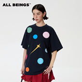 新款 ALL BEINGS255SS夏季 彩色波点大廓形宽松圆领休闲T恤女