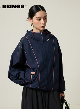 ALL BEINGS2026SS春季新品设计感休闲动感装饰线防晒机能连帽外套