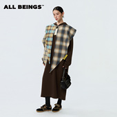 ALL 女 多色围巾拼接连帽显瘦针织连衣裙套装 BEINGS25AW冬季 新款