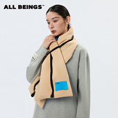 保暖围脖 ALL 新款 BEINGS 撞色花束感鹅绒围巾百搭时尚 冬季