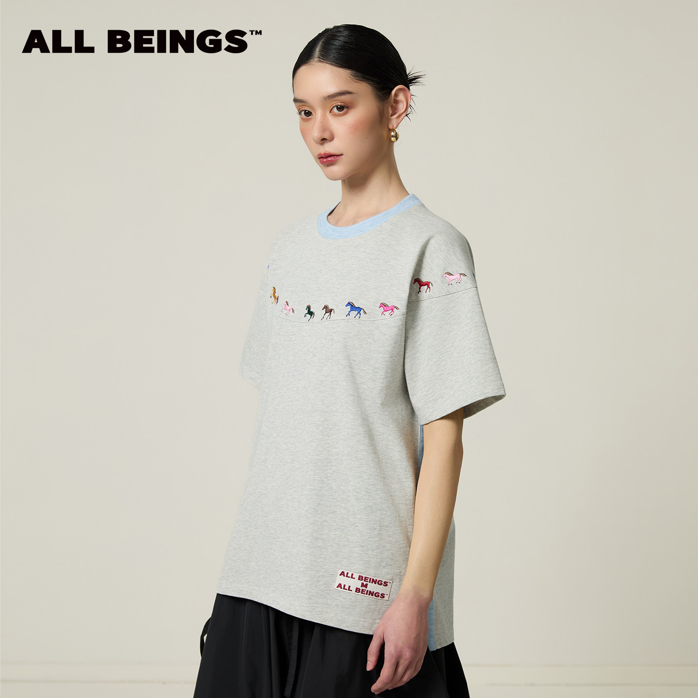 ALL BEINGS26SS夏季新品【马年限定】"马踏祥云"彩色小马刺绣T恤