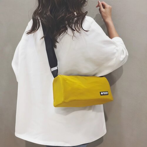 日系简约帆布枕头斜挎包女