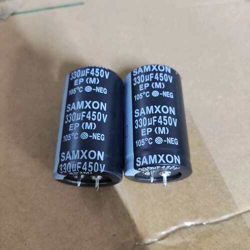 议价164只 450v330uf万裕 三信牛角脚铝电解电容可维修