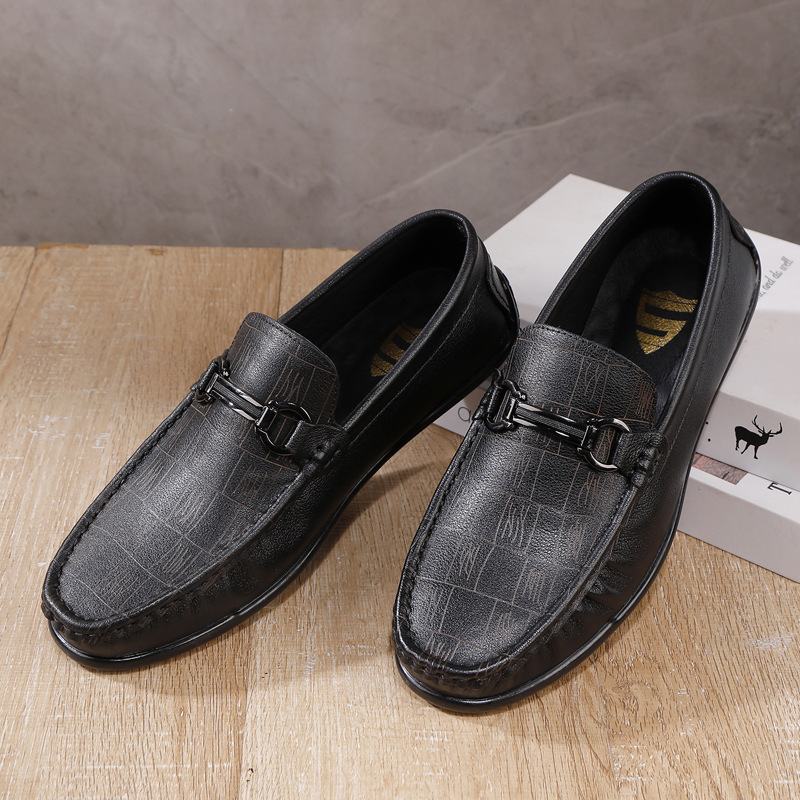 欧洲站豆豆鞋男式青年头层牛皮软底男鞋驾车鞋套脚懒人鞋真皮休闲