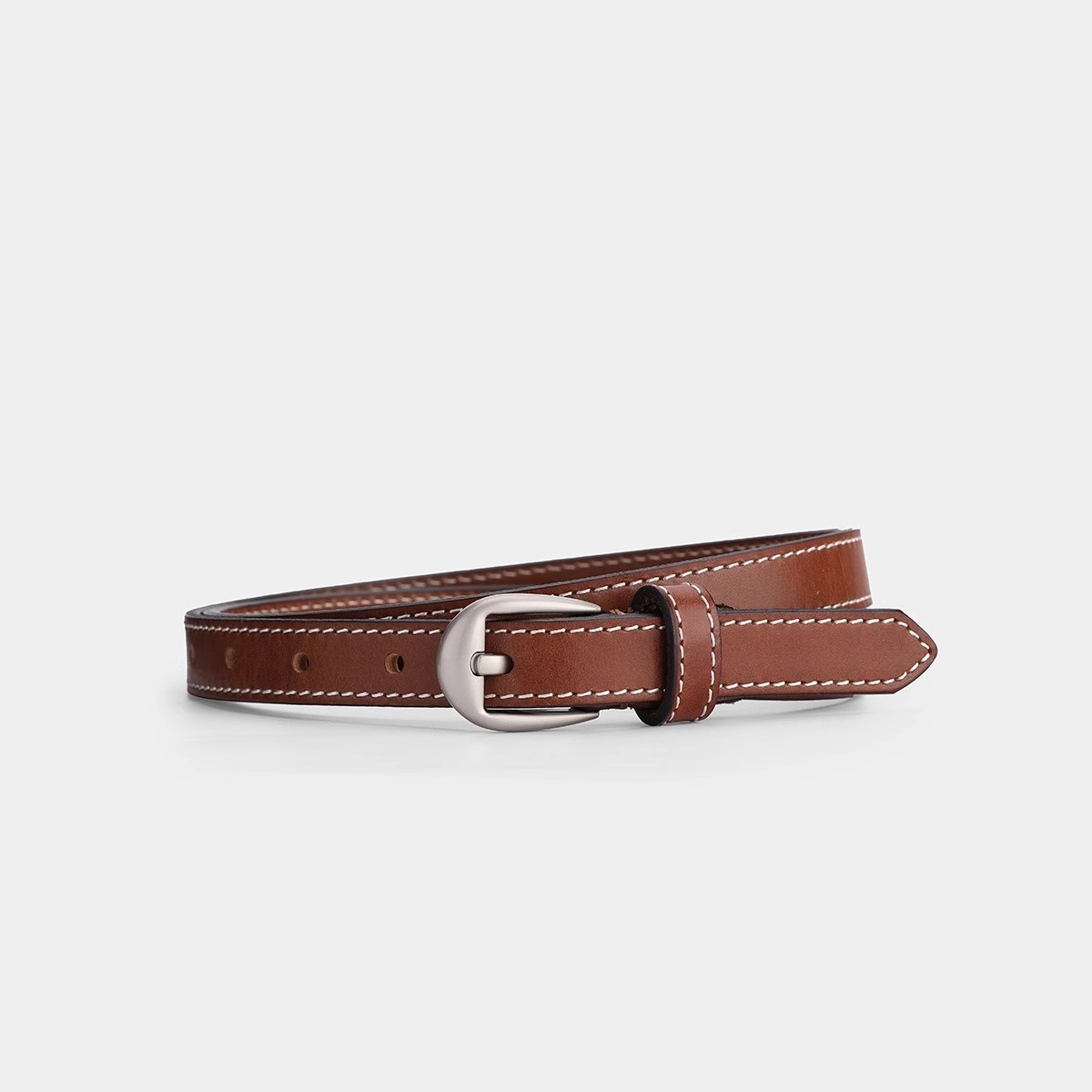 欧洲站2025经典双面头层复古棕色腰带女真皮简约百搭外套牛仔裤带