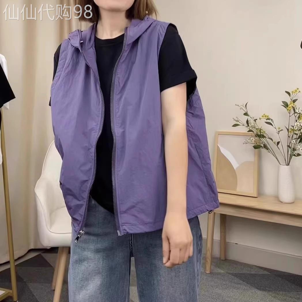 时尚连帽马甲外套女春夏新款洋气百搭无袖坎肩防晒背心马夹上衣薄