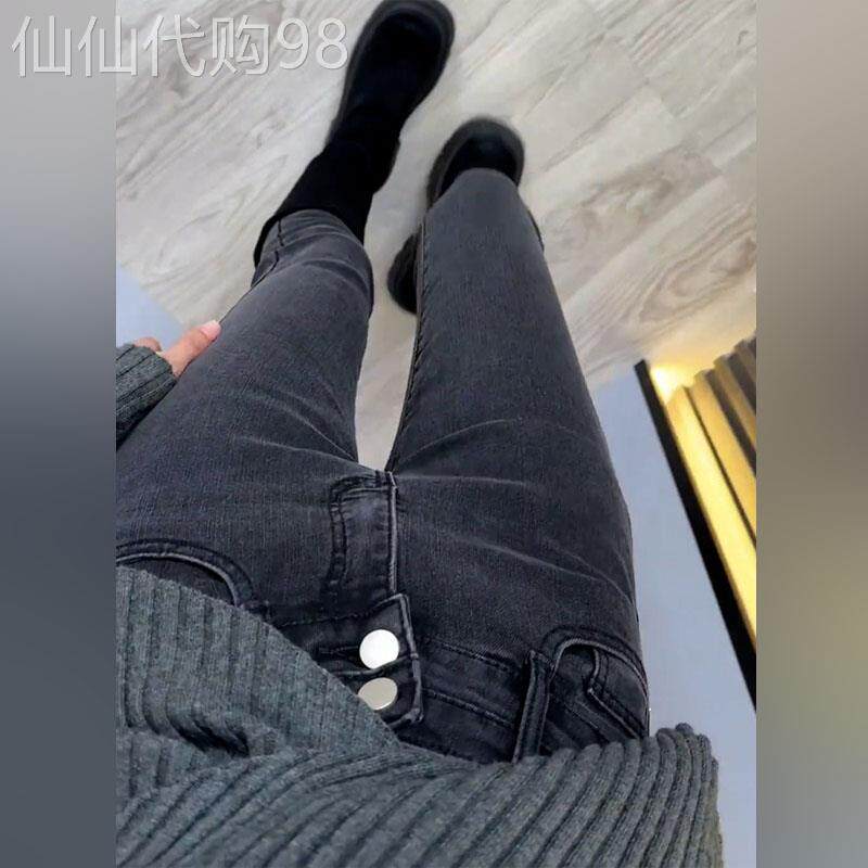 潮牌小脚牛仔裤女春秋新款靴裤紧身显瘦高腰弹力小个子九分铅笔裤