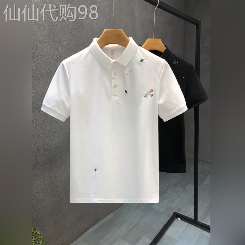 潮牌轻奢刺绣白色短袖polo衫男2026夏季新款潮流痞帅翻领体恤上衣