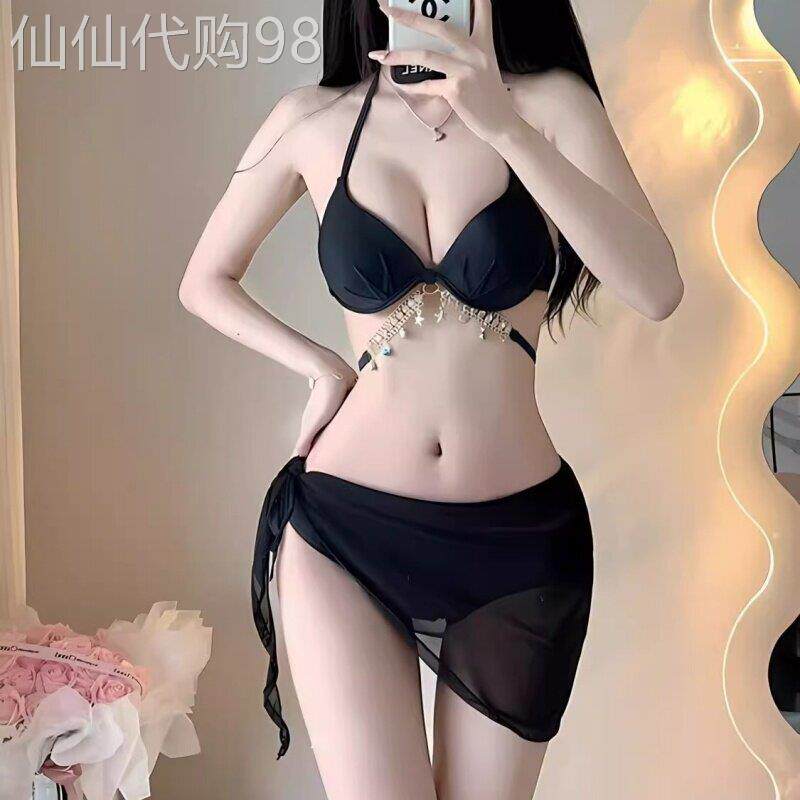 比基尼泳衣女三件套小胸分体性感遮肚显瘦绝美海边度假泡温泉泳装