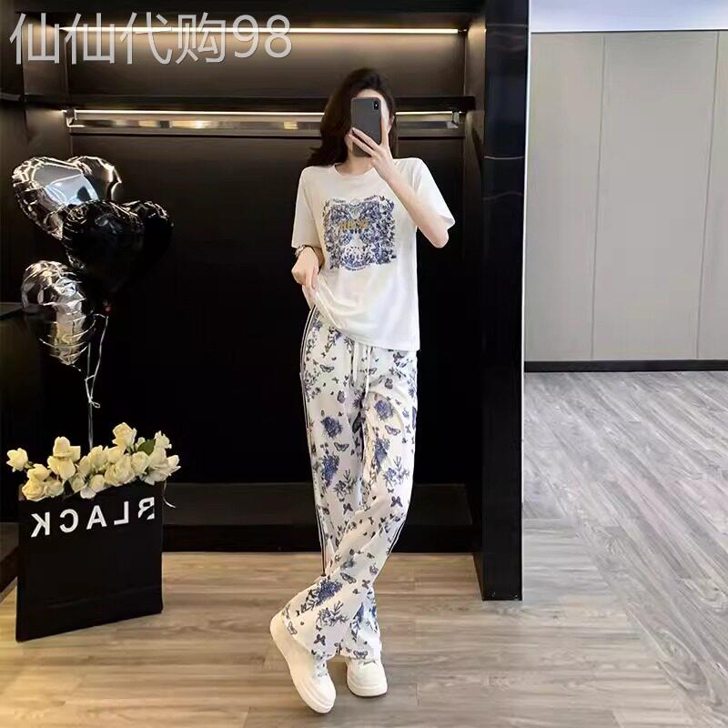 欧洲站时尚休闲运动套装女2026新款夏季宽松百搭高级感短袖两件套