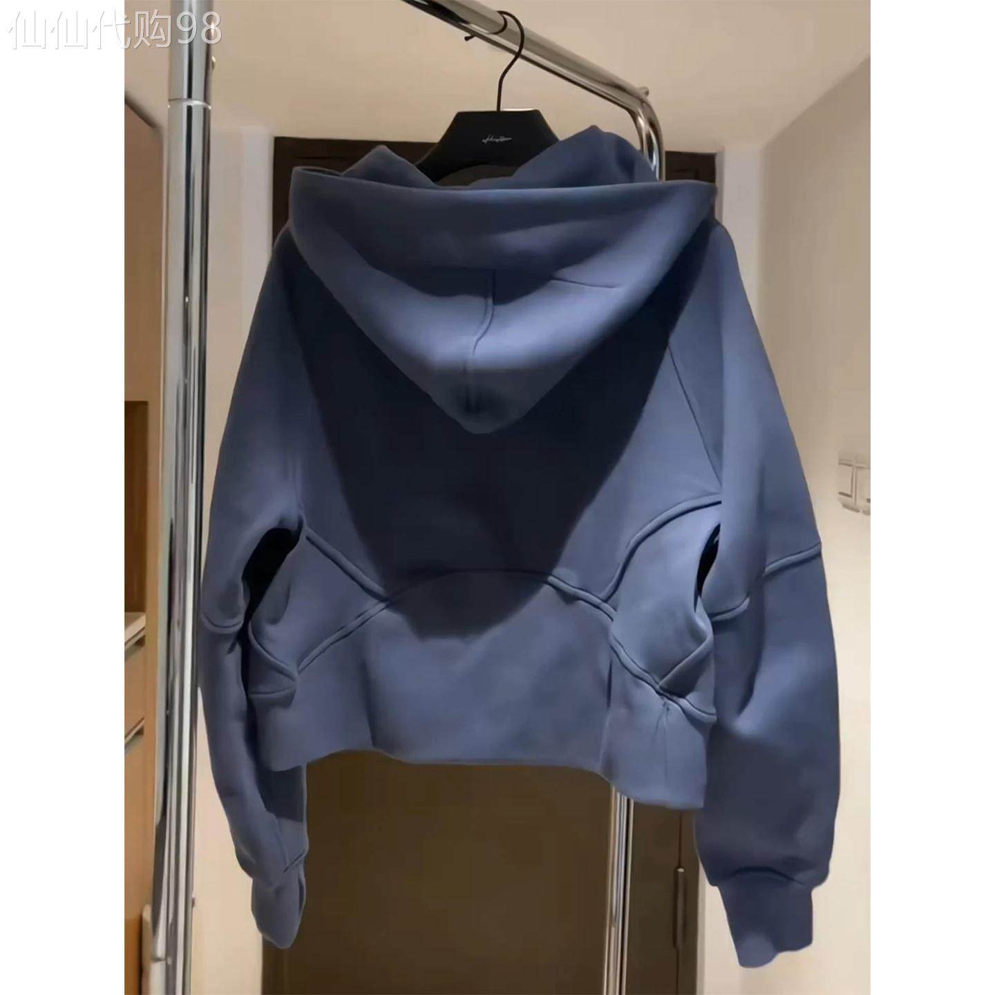 连帽卫衣女春秋薄款2026新款宽松慵懒风设计感小个子拉链开衫上衣