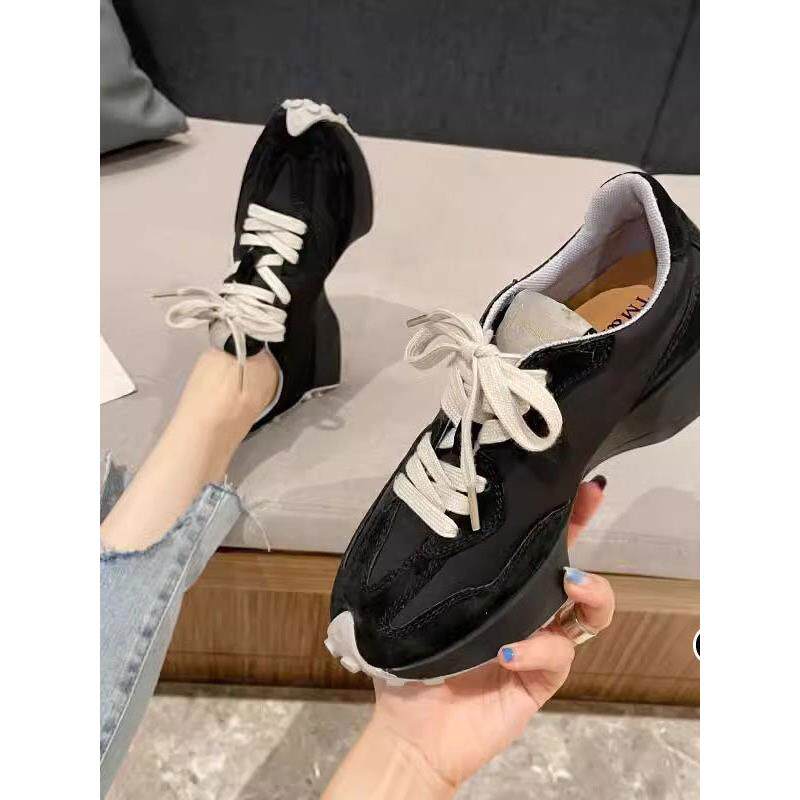 香港真皮小蛮腰阿甘鞋女厚底增高休闲运动德训老爹鞋春秋2025新款