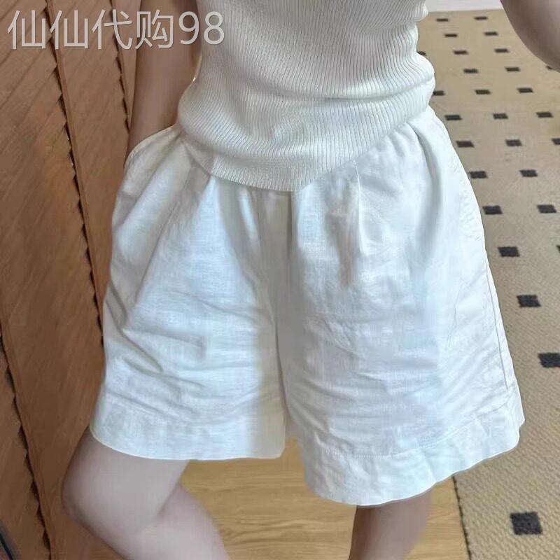 白色短裤女夏2026新款外穿薄款时尚洋派时髦宽松亚麻阔腿五分裤子