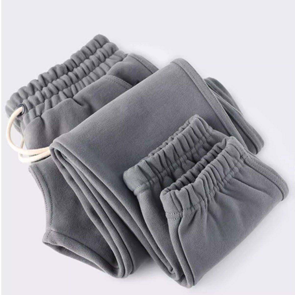520g重磅加绒束脚裤男秋冬季100%纯棉美式休闲运动裤保暖抽绳卫裤
