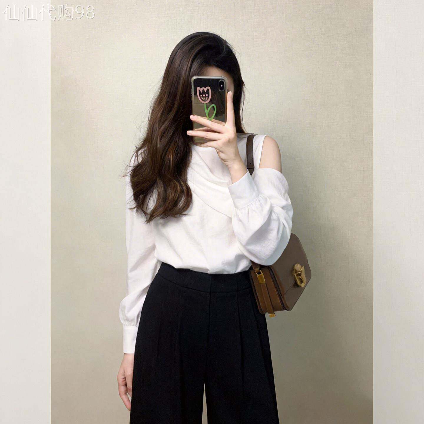 重要场合漂亮白色衬衫女款春装2026年新款高级感法式小资露肩上衣