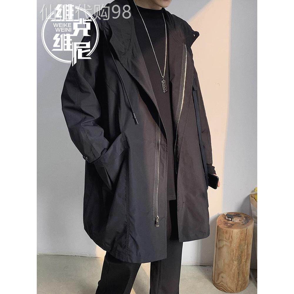 风衣外套男中长款2025秋季新款韩版潮流休闲帅气大码宽松连帽大衣