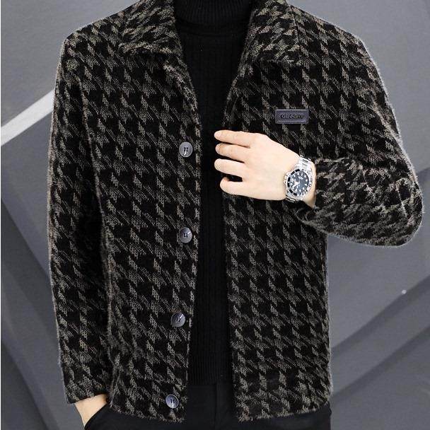 TWG男士秋冬季金貂绒夹克潮流修身加厚加棉外套休闲短款毛呢男装