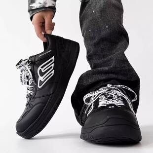 复古情侣老爹鞋男女款春秋美式黑武士运动增高厚底大头板鞋德训鞋