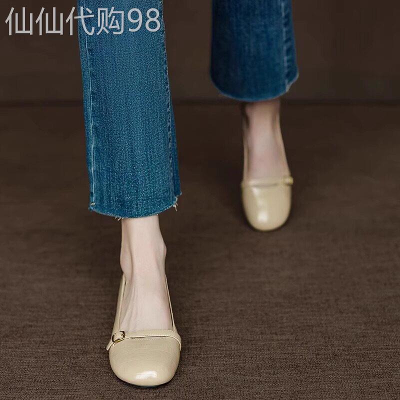 浅口粗跟玛丽珍鞋女2026年春夏新款通勤软皮豆豆鞋百搭一脚蹬单鞋