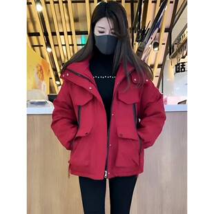 冬季韩版加绒加厚派克服女2025新款宽松工装冲锋衣短款外套上衣