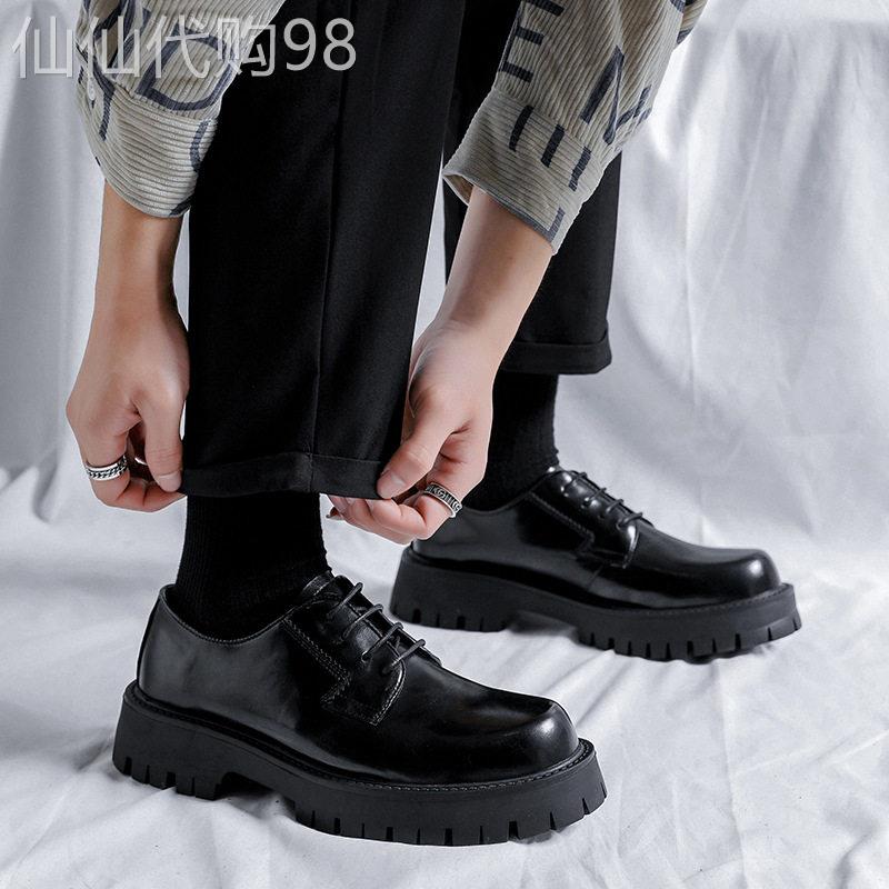 Houston Shoes!增高小皮鞋英伦风厚底松糕鞋男青少年正装商务鞋