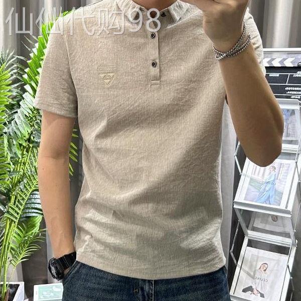 2026新款天丝棉麻短袖男装polo衫夏季款薄款青年修身潮流有领t恤