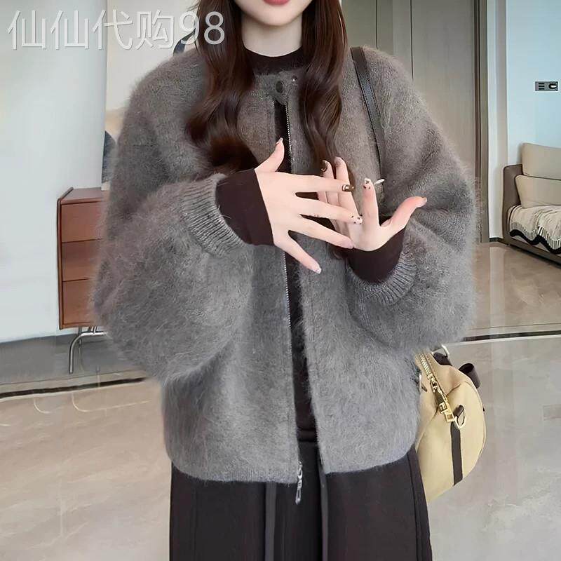 毛衣开衫外套女秋冬加厚2026新款高级感宽松慵懒小个子针织衫上衣