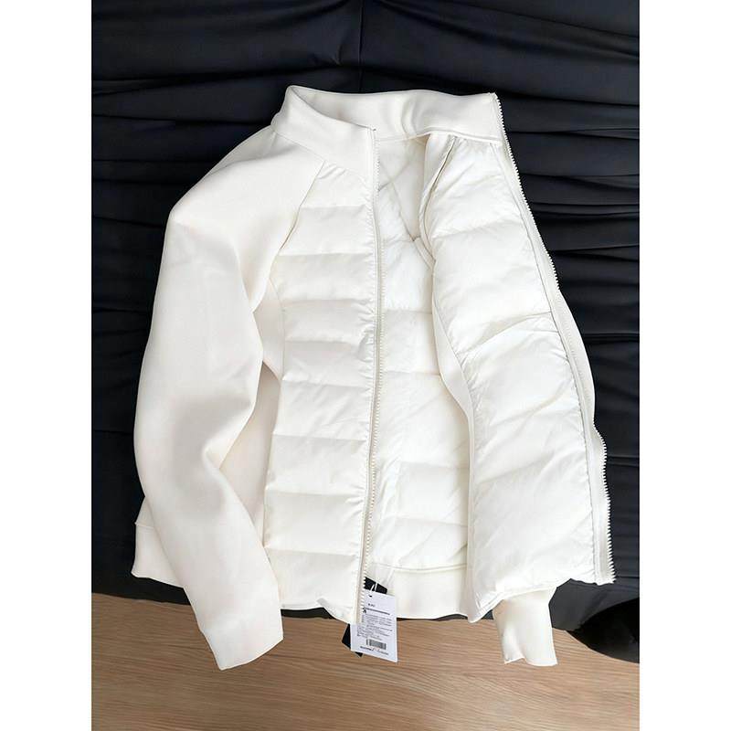轻奢白色轻薄羽绒服男女款2025冬季修身羽绒内胆加厚立领短款外套