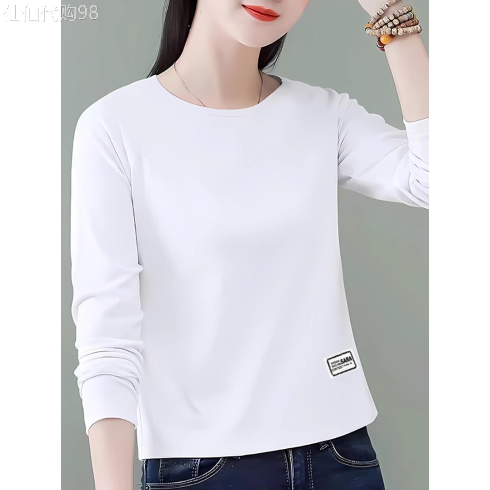 韩国长袖T恤上衣女2026秋季女装小个子洋派宽松短款上衣圆领印花