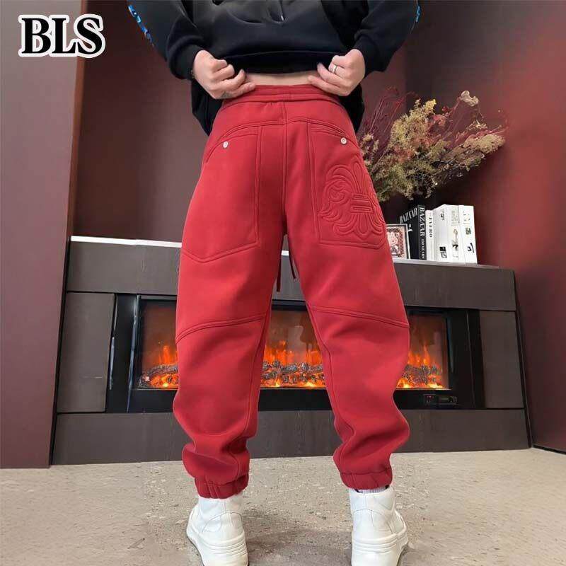 高端奥粒绒束脚休闲裤男款冬季2025新款加绒加厚保暖拼接运动卫裤